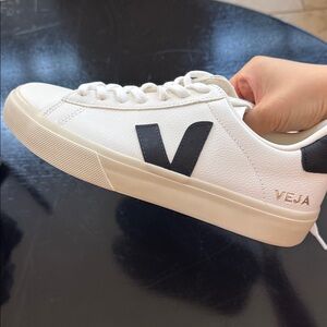 Veja Campo Low-Top Sneakers in White and Black